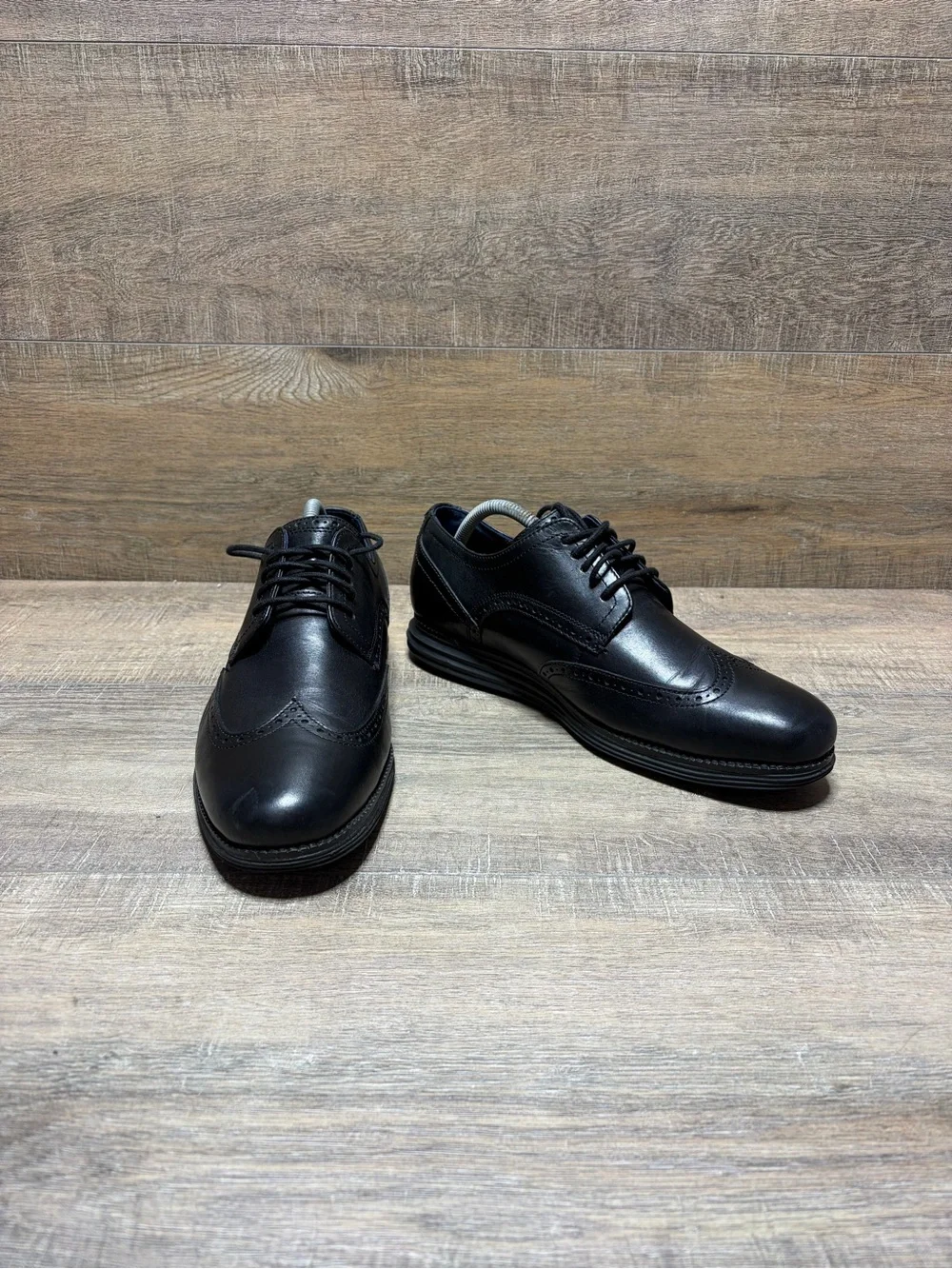 Cole Haan Black Leather Wingtip Oxfords